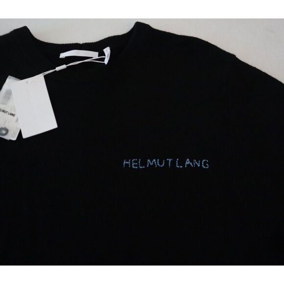 Helmut Lang M09HM702 Men's Sz Small Black Kurt Crew Neck Logo L/S Sweater $375 - Picture 5 of 8